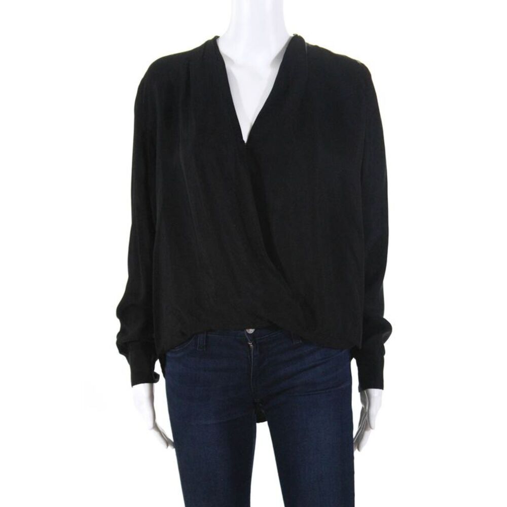 Blaque Label Womens Faux Wrap High Low V Neck Blouse Black Size Small 11346283